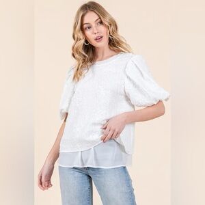 Lime 'N' Chili Floral Textured Puff Sleeve Top